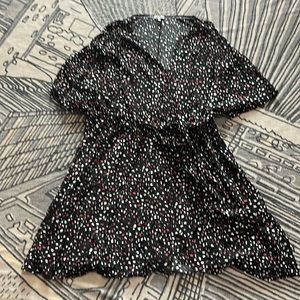 Part & Parcel The Flutter Dress in Black Confetti Print
